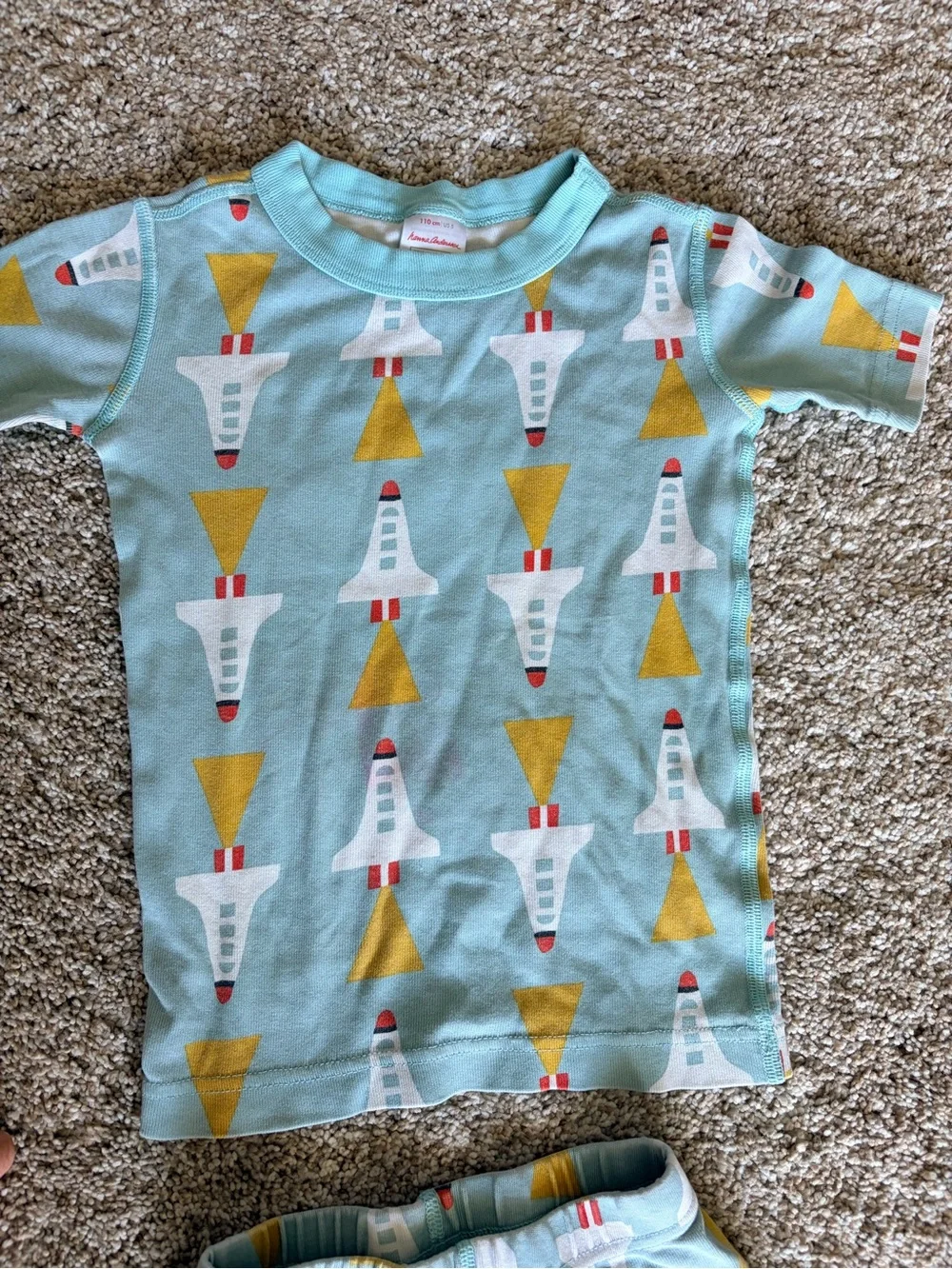 Hanna Andersson Space Rocket Short John Pajamas Blue Sz 5